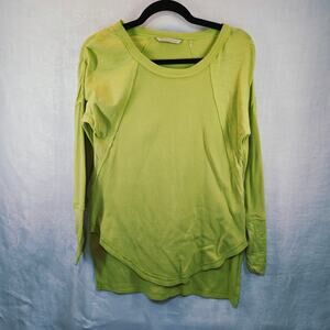 Soft Surroundings SZ Small Chartreuse Cotton Thermal Mix Long Sleeve Shirt